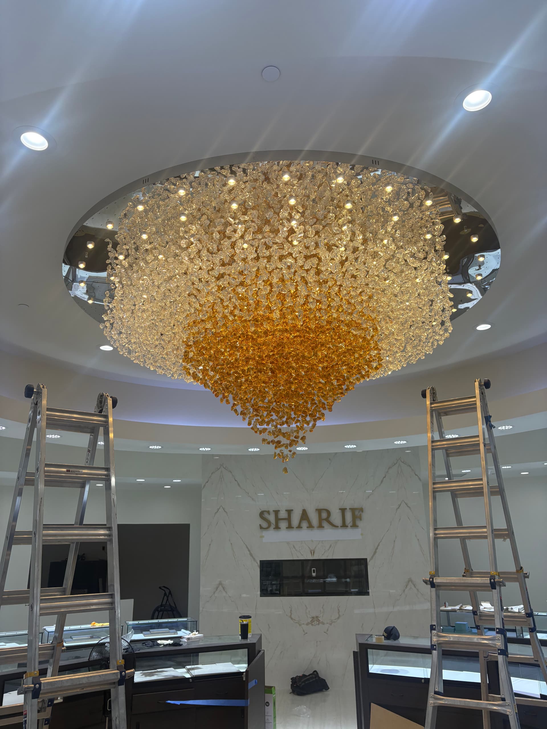 Gallery photos for 8-Foot Chandelier Installation at Sharif Jewelers in Elk Grove: Image #2
